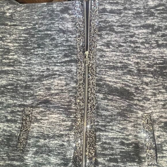 Juicy Couture Y2K Vintage Gray Sequins J Pull Tab Oversized Sweatshirt L - Picture 13 of 13